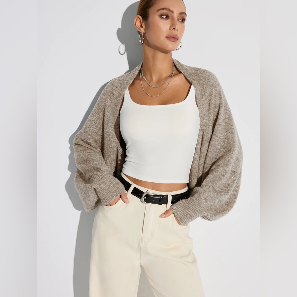 COMMENSE Wool Blend Oversized Batwing Sleeve Cardigan - size Medium